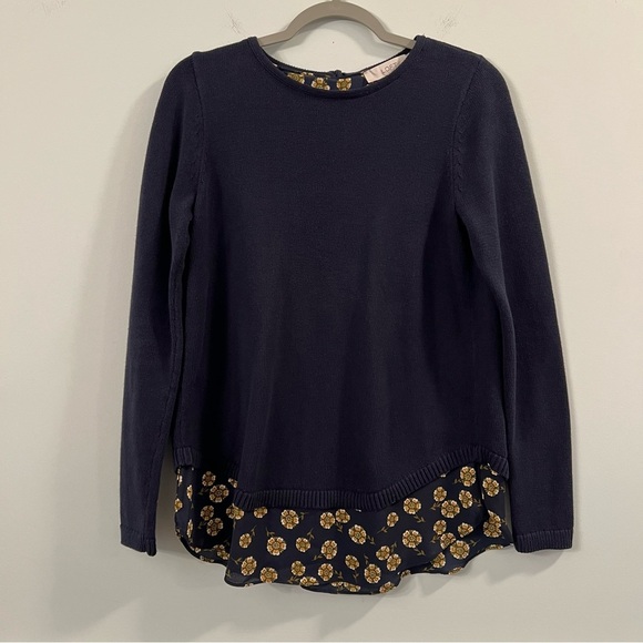 LOFT Sweaters - Women’s LOFT Navy Blue Floral Layered Top size XS